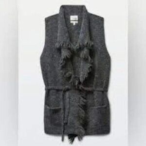 Aritzia Wilfred Free Fei Fei Alpaca Wool Blend Fringe Belted Vest Grey Size S